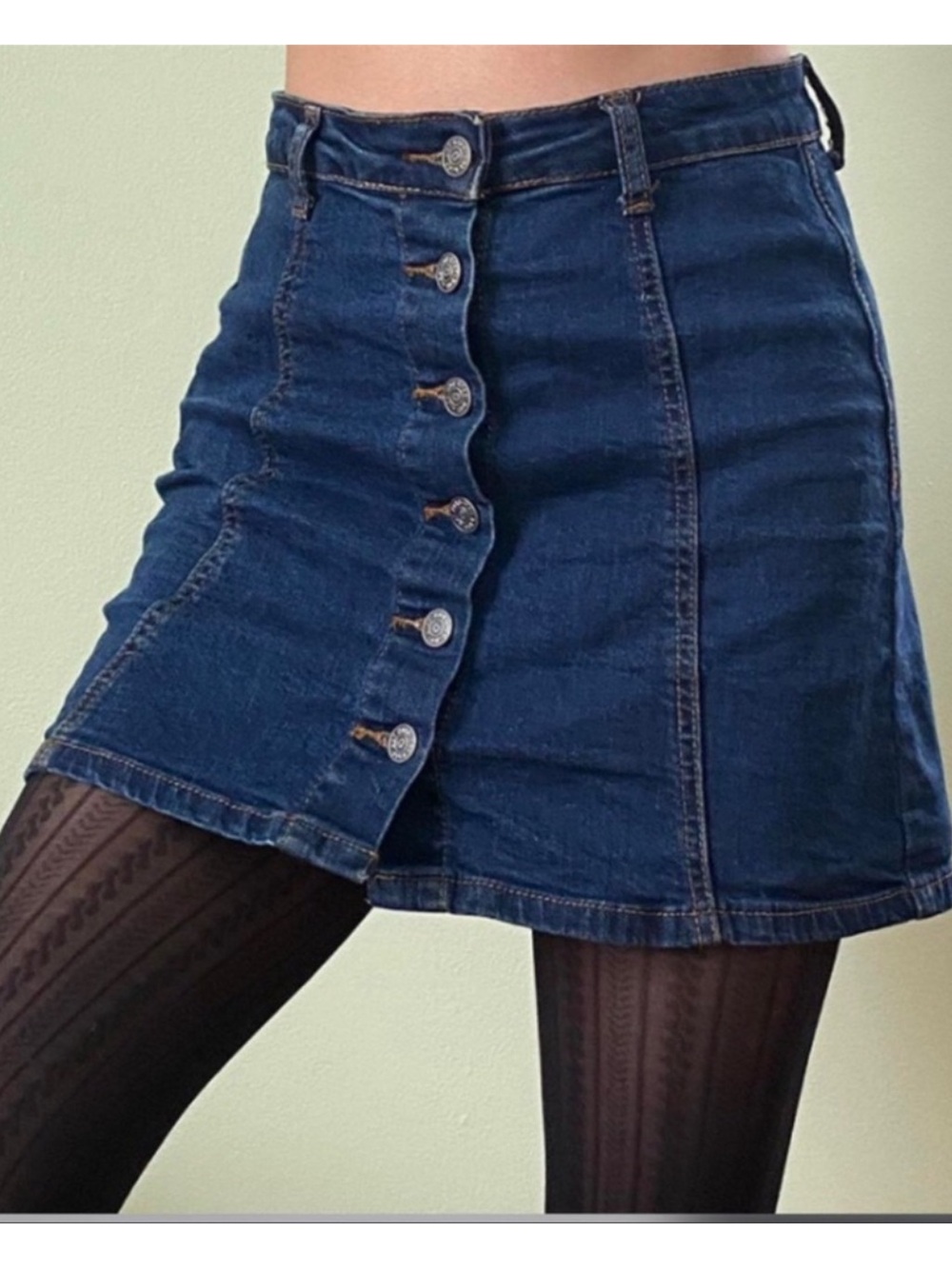 Denim Button-Front Mini Skirt